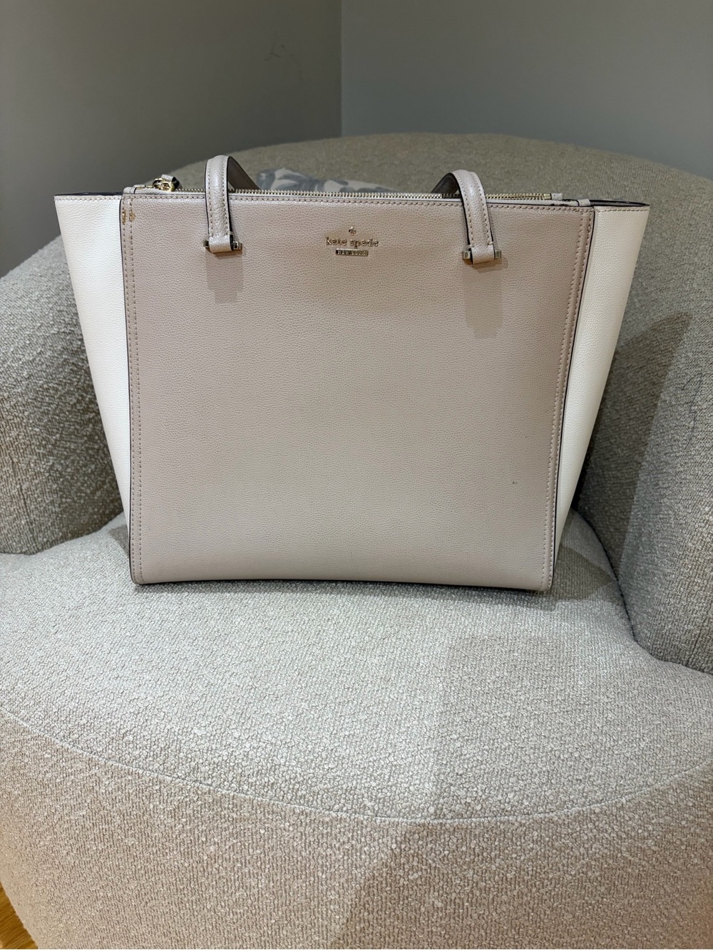 Kate Spade large tote 2 tone neutral bag